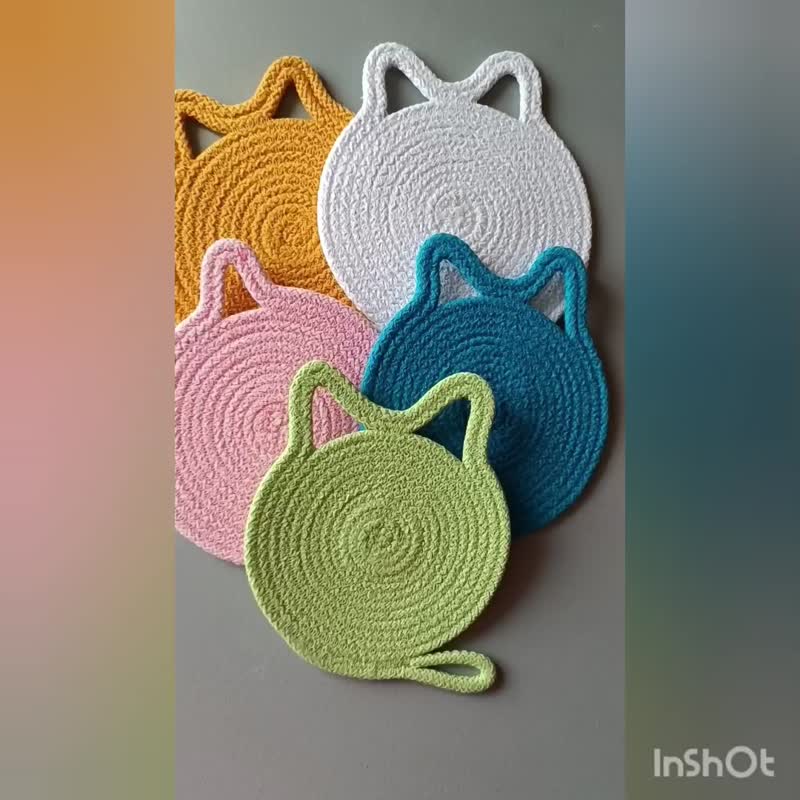 Placemats Cat mug rugs place matsround beverage coasters plant coas - Coasters - Cotton & Hemp Multicolor