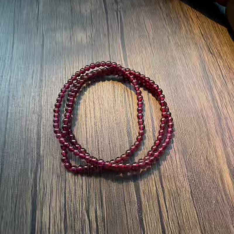 天然石榴石長手鏈三圈手串禮盒裝送禮 - 手鍊/手環 - 半寶石 紅色