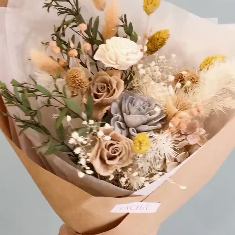 Bouquet (dried flowers/preserved flowers/warm Brown) - ช่อดอกไม้แห้ง - พืช/ดอกไม้ สีกากี