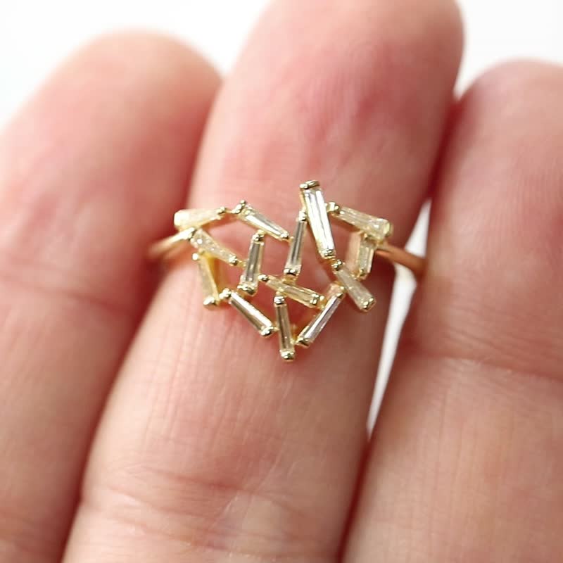 錐形鑽石/心形戒指 - 戒指 - 寶石 金色