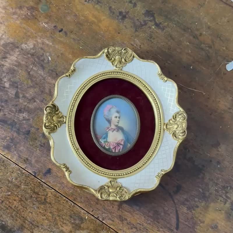 50772-絕美法國19世紀微型肖像畫 畫家落款 珍稀畫材 - 壁貼/牆壁裝飾 - 其他材質 