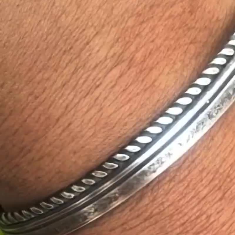 【Captain Flint手作銀飾】流紋典藏 925純銀手環 MIT自做自售 - 手鍊/手環 - 純銀 灰色