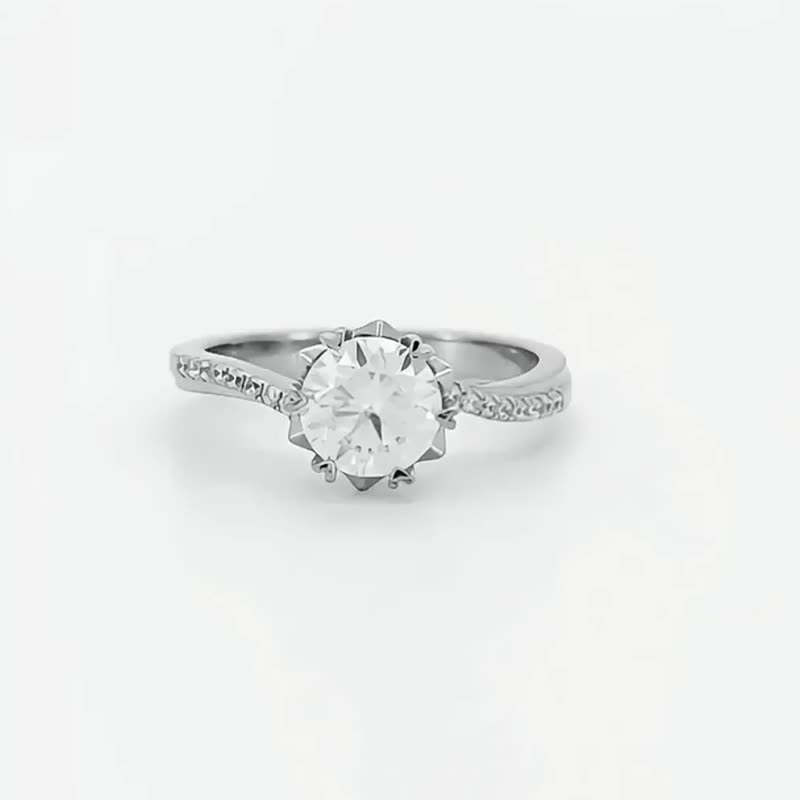 莫桑石 莫桑鑽 0.5-1克拉雪花女鑽戒 台北門市 客製化訂製白金 - 戒指 - 其他材質 