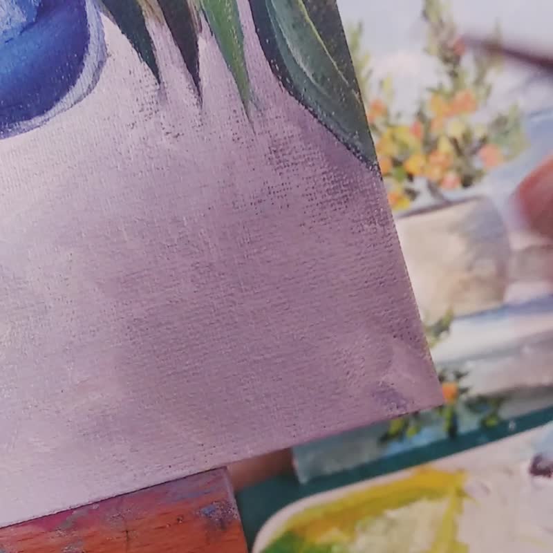Fruit painting Plums painting Original art Fruits tree - 海報/掛畫/掛布 - 其他材質 藍色