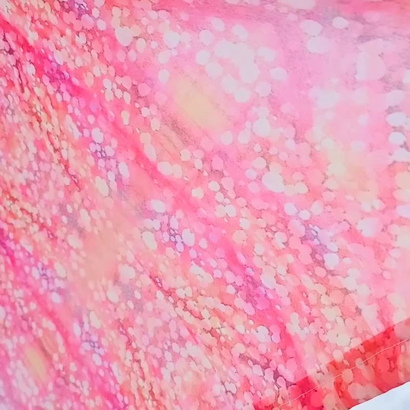 Resale 5/17 [Cherry blossom shadow] Watercolor art chiffon stole scarf shawl cherry blossom petals pink Mother's Day - ผ้าพันคอถัก - เส้นใยสังเคราะห์ สึชมพู