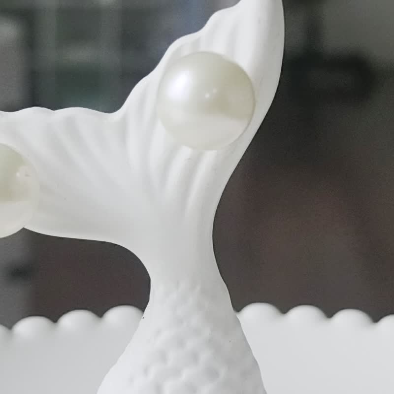 龍珠 天然淡水珍珠 大珍珠 極光 炫彩 簡約 耳環 - 耳環/耳夾/耳骨夾 - 珍珠 白色