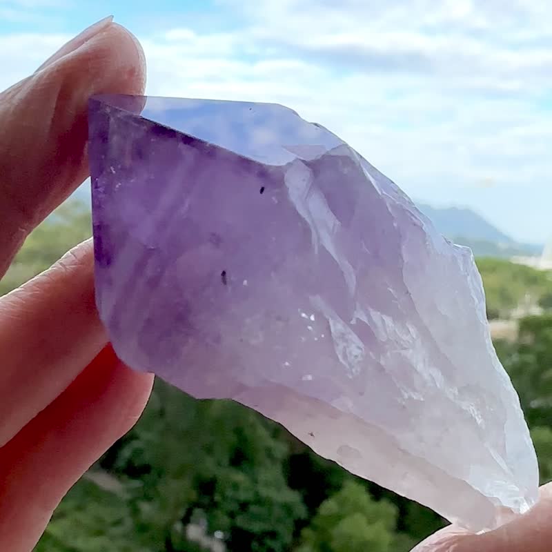 One Picture One Object/Amethyst White Crystal Original Stone Purple and White Mixed Wisdom, Healthy Emotional Stability - ของวางตกแต่ง - คริสตัล สีม่วง