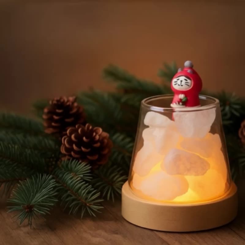 聖誕禮盒  聖誕小貓鹽燈  |  為節日而亮 也為日常而在 - 香氛/精油/擴香 - 水晶 紅色