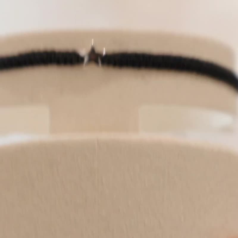 925 SILVER-小星星-全手工編織幸運手繩。黑色。可自由調節 - 手鍊/手環 - 純銀 黑色