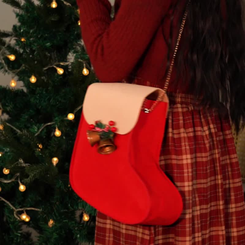 [Free shipping for one piece/It’s a gift box and a carry-on bag] 499~699 Christmas stocking gift bag - คุกกี้ - กระดาษ สีแดง