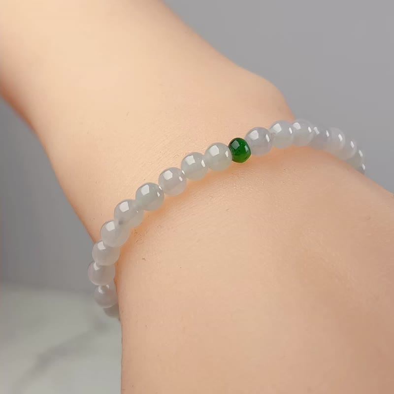 Ice White Jade Bead Bracelet | Natural Burmese Jade A Grade Jade | Gift - Bracelets - Jade Multicolor