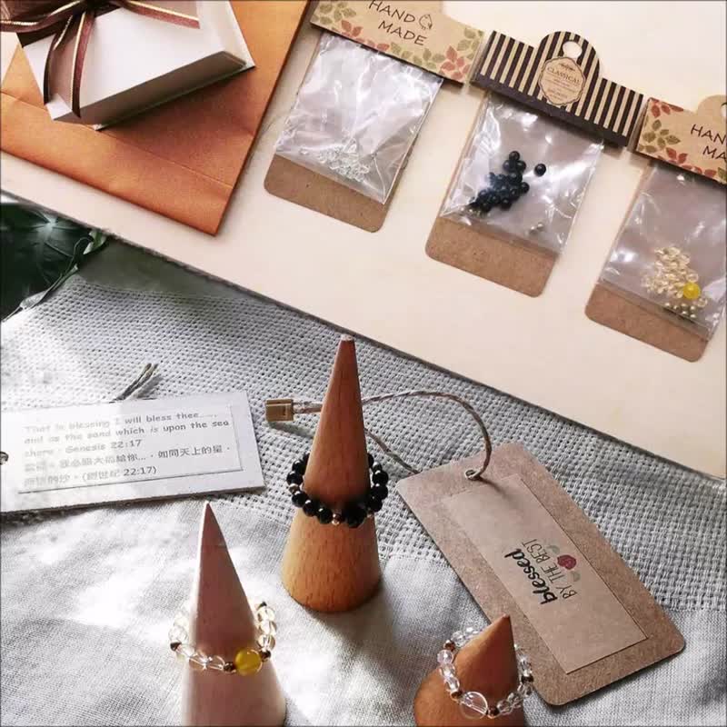 客製化禮物 DIY材料串珠寶石 水晶戒指 彈性戒圍 1組3款 教學影片 - 金工/飾品 - 半寶石 多色