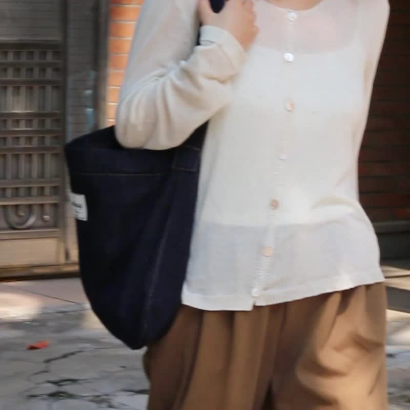 sobag 退色しないデニム 日本の怠惰なブルーワンショルダー布バッグ女性のニッチなデザインのレトロな祖母のバッグ - ショルダーバッグ - コットン・麻 ブルー