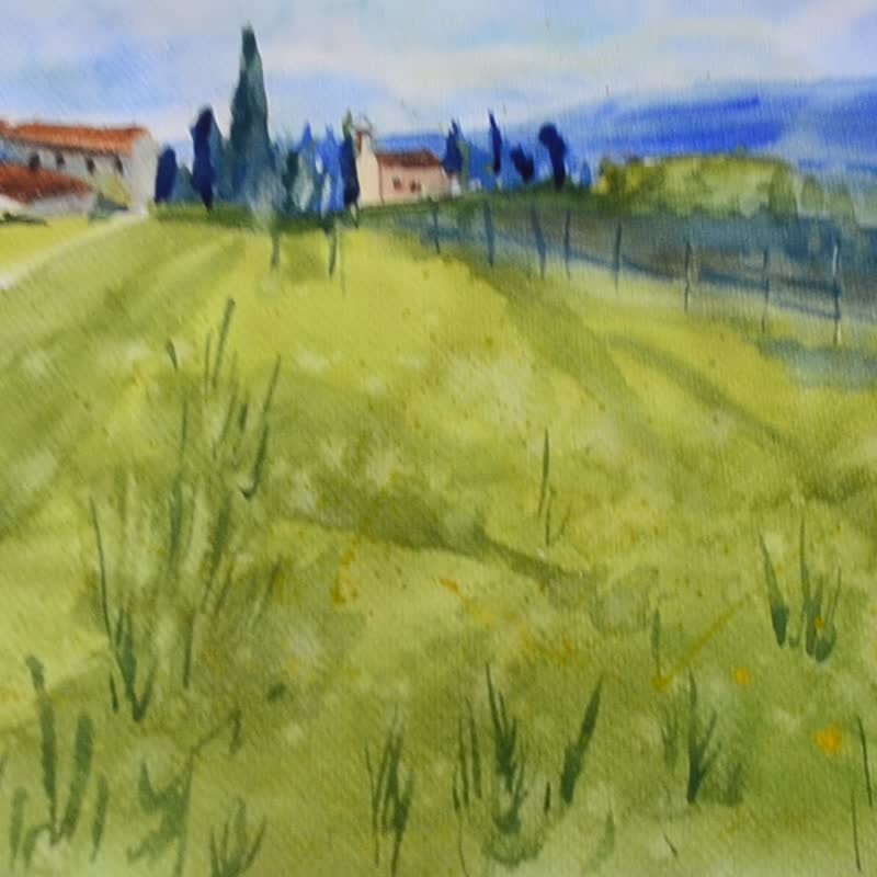 Toscana Art Original Landscape Painting France Artwork OlivKan - Posters - Other Materials Multicolor