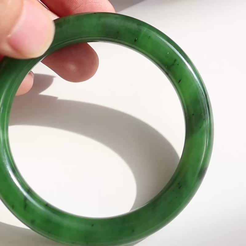 天然和田玉手鐲 老坑料俄料碧玉手鐲 玉質溫潤細膩 平安喜樂鐲 - 手鍊/手環 - 玉石 