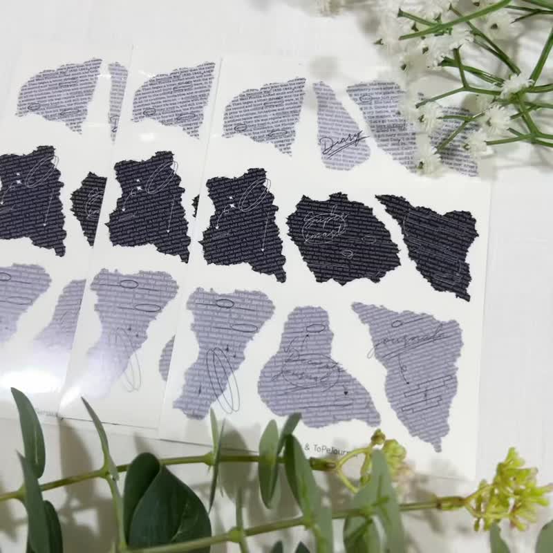 ToPeJournal-Torn Paper Glossy Transparent Sticker 3PCS - 貼紙 - 紙 
