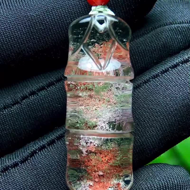 天然彩幽靈竹節吊墜 雕工精美絕倫 造型飽滿圓空靈漂亮透亮 - 擺飾/家飾品 - 水晶 