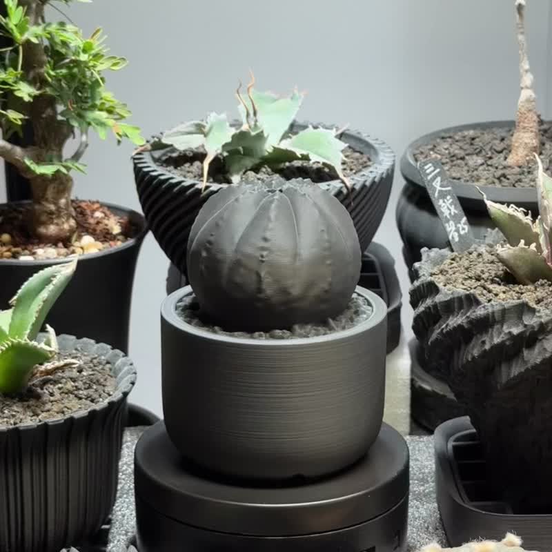 布紋球造型 線香爐/線香座/原創設計/3D列印/多肉塊根植物/送禮 - 裝飾/擺設  - 塑膠 黑色