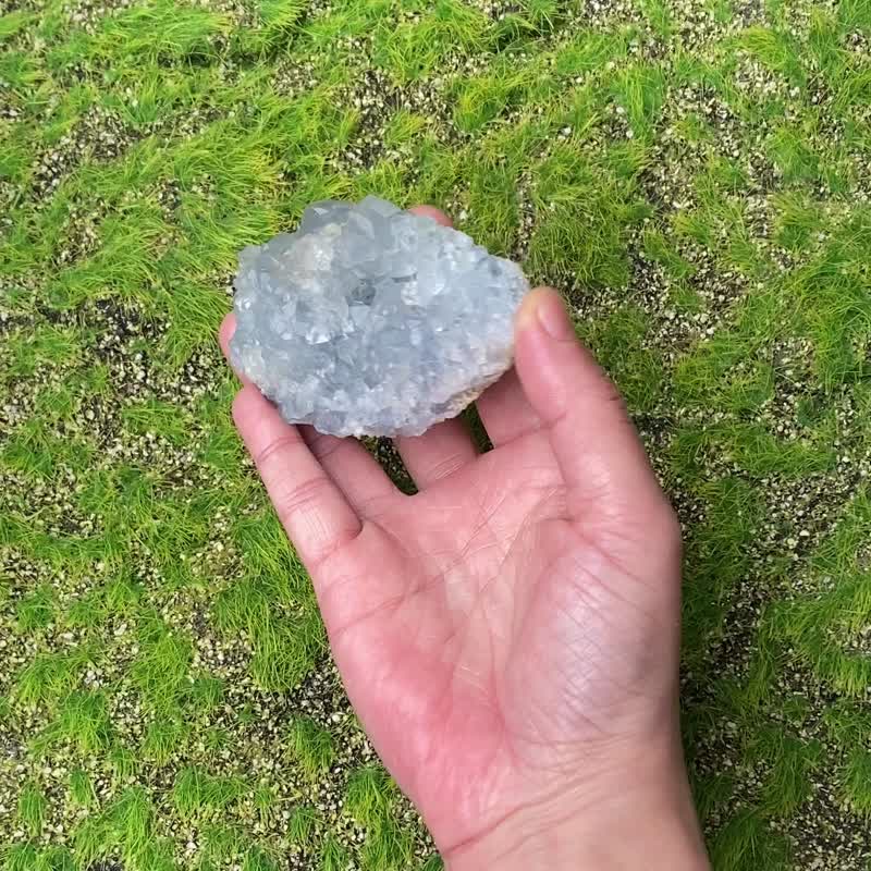 天然原礦天青石簇 藍水晶 療癒 淨化 辦公室 風水 擺件 快速出貨 - 擺飾/家飾品 - 水晶 藍色