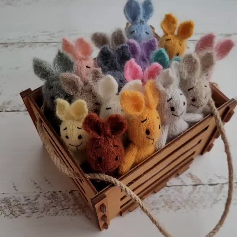 Newborn bunny stuffed toy. Easter props. Fluffy photo props - Baby Accessories - Wool Multicolor