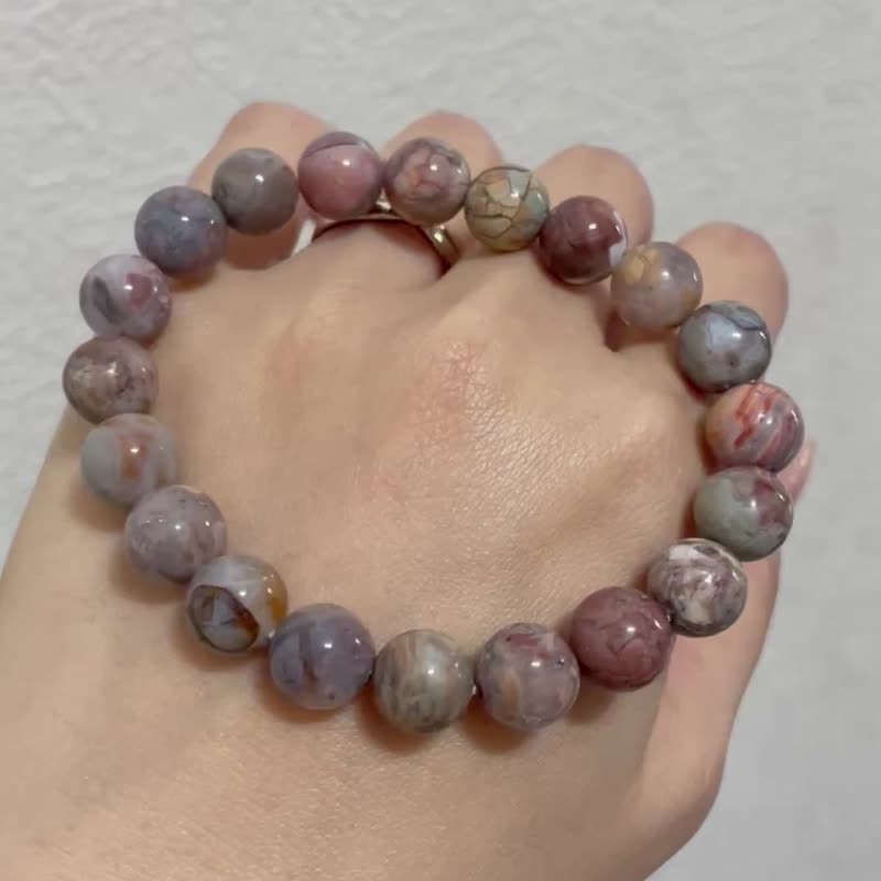 爆裂紋 油潤戈壁瑪瑙之美【粉紫色爆裂阿拉善】極稀缺品/一物一拍 - 手鍊/手環 - 水晶 