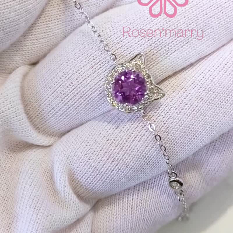 Natural GreenAmethyst Bracelet Sterling Silver 925 with Whitegold Plated. - 手鍊/手環 - 純銀 綠色