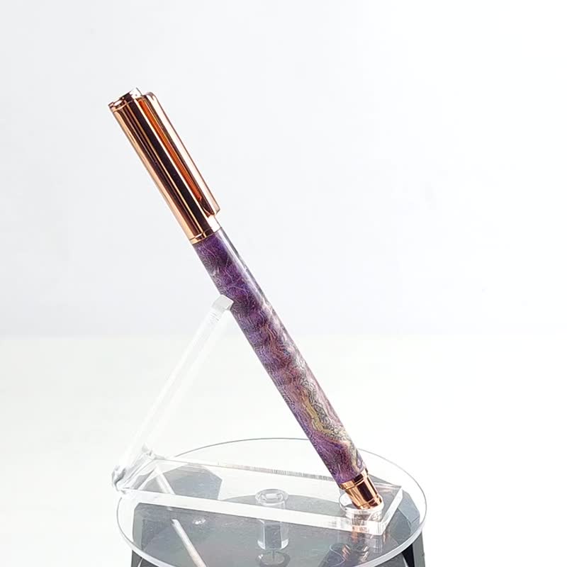 Stable wood capped steel ball pen/handmade steel ball pen/KOBE handmade pen - Rollerball Pens - Wood Purple