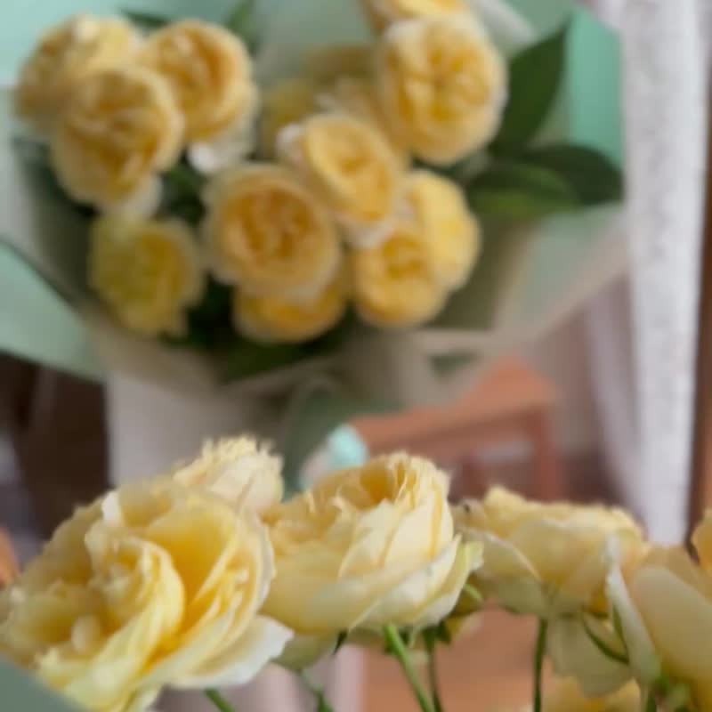 庭園玫瑰花束 生日花束 畢業花束 告白花束 情人節花束 - 擺飾/家飾品 - 植物．花 黃色
