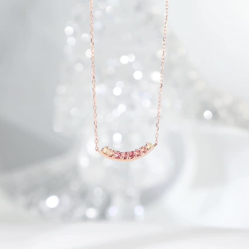 0.47ct moon shine padparadscha gradient sapphire necklace - สร้อยคอ - เครื่องเพชรพลอย สีแดง