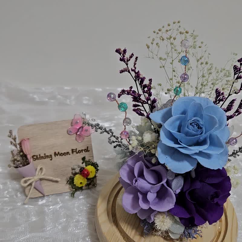 皎月有花  永生花燈罩  藍夢極光 - 乾燥花/永生花 - 植物．花 