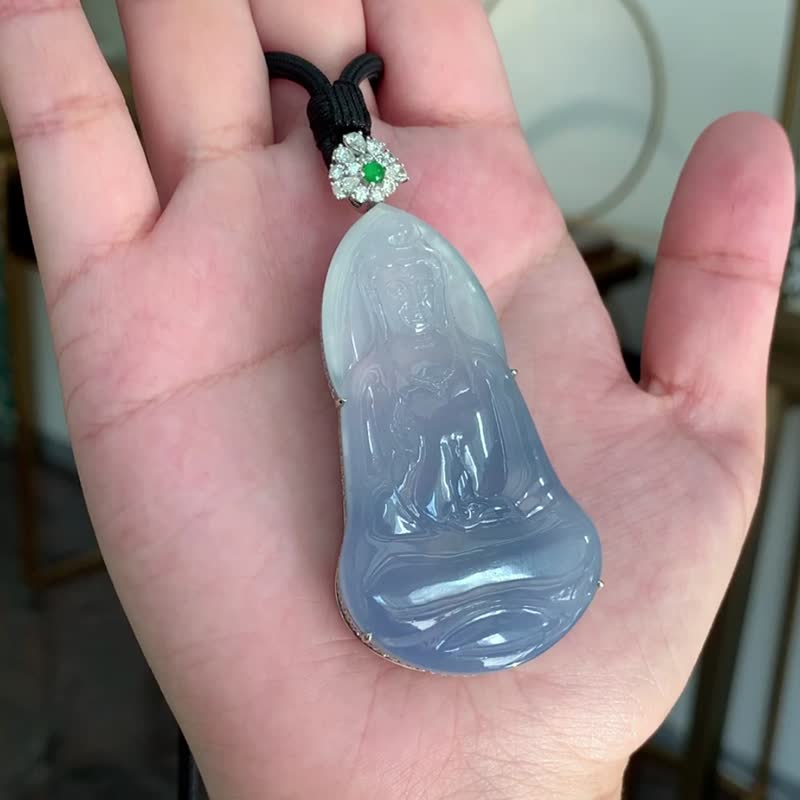 Glass Violet Jade Guanyin | Natural Grade A Jade Necklace - Other - Jade Green