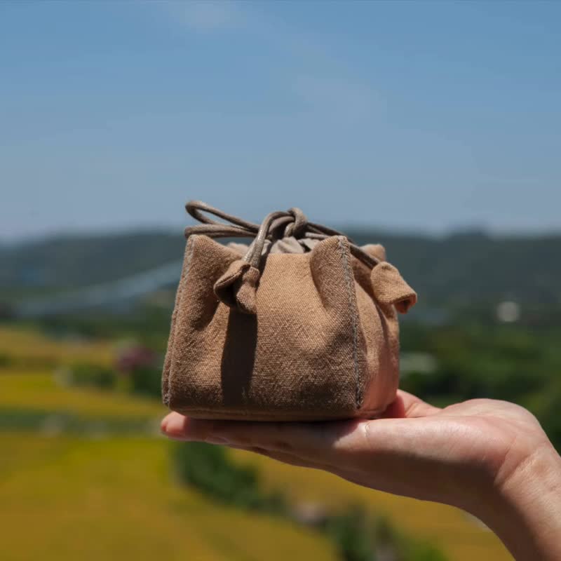 Chayou- Teacup bag set + coaster set (S) hand-sewn by craftsmen for tea figurines and tea utensils made in Taiwan - Other - Cotton & Hemp Multicolor