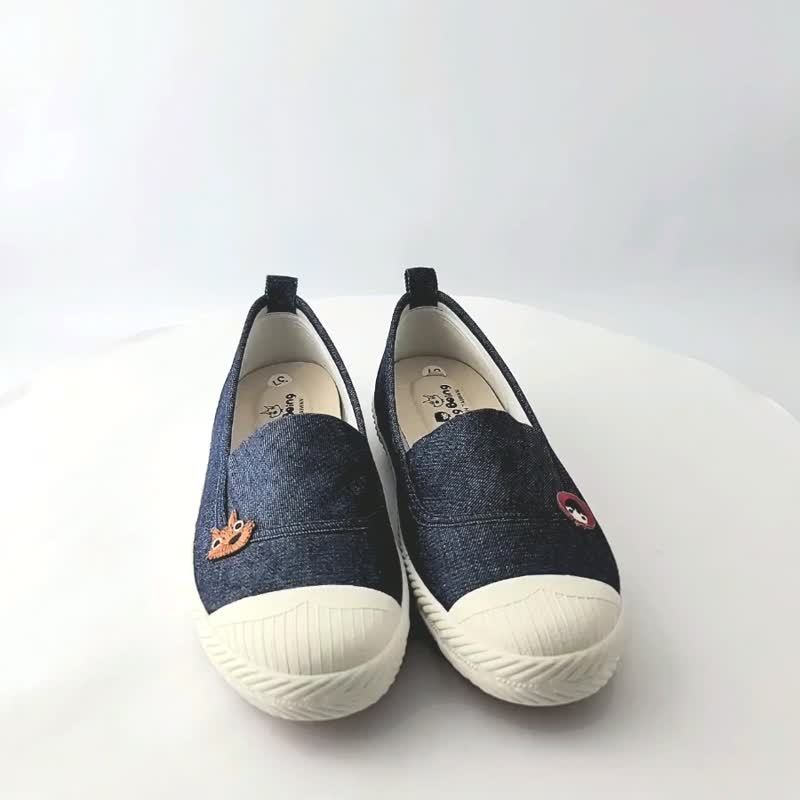 Shallow flat convenience shoes - denim blue. Black Little Red Riding Hood and Big Bad Wolf women's shoes - Women's Casual Shoes - Cotton & Hemp Black