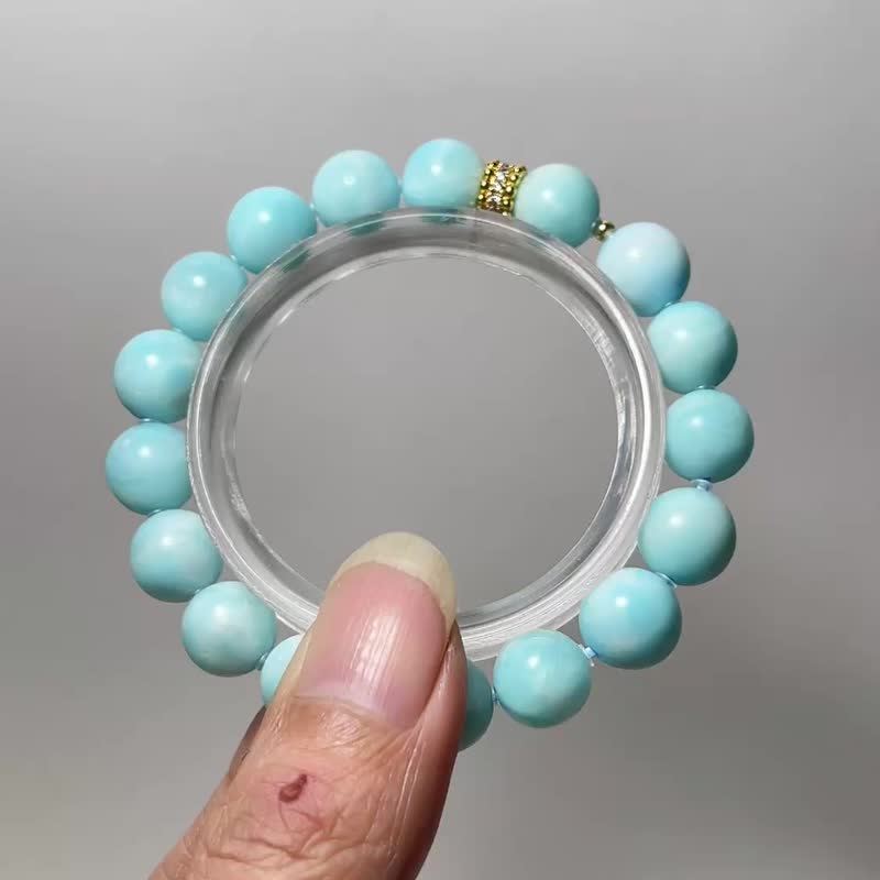 天然礦石 異極礦10mm 手鍊 - 手鍊/手環 - 寶石 藍色