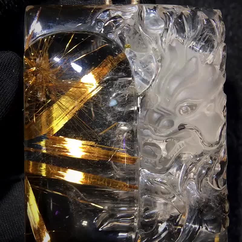 極品純天然原色鈦晶龍牌吊墜  個頭足   純白鈦晶超美 效應 - 手鍊/手環 - 水晶 