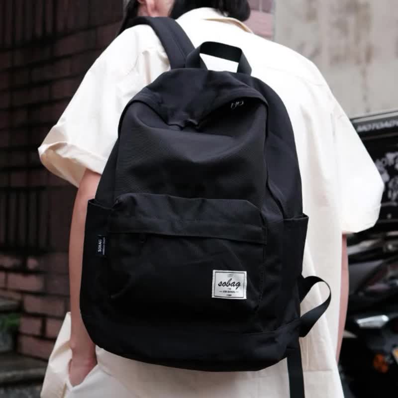 sobag Japanese all-match backpack men's large capacity student 15-inch computer backpack women's neutral commuter backpack - กระเป๋าเป้สะพายหลัง - ไนลอน สีดำ