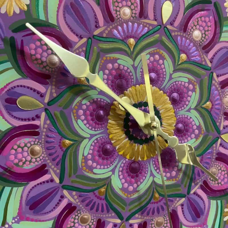 紫羅仙境 靜音時鐘 能量曼陀羅 客製 提高頻率 五行圓滿 療癒內在 - 時鐘/鬧鐘 - 木頭 