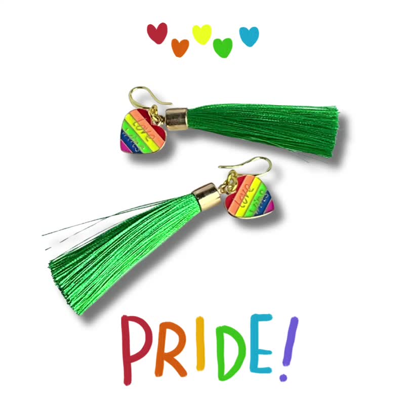 Pride Earring with Tassel - 耳環/耳夾/耳骨夾 - 其他金屬 多色