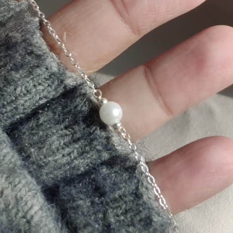 SV925/14KGF Perfect Round Small Pearl Bracelet/ Ankle, Swarovski - สร้อยข้อมือ - ไข่มุก ขาว