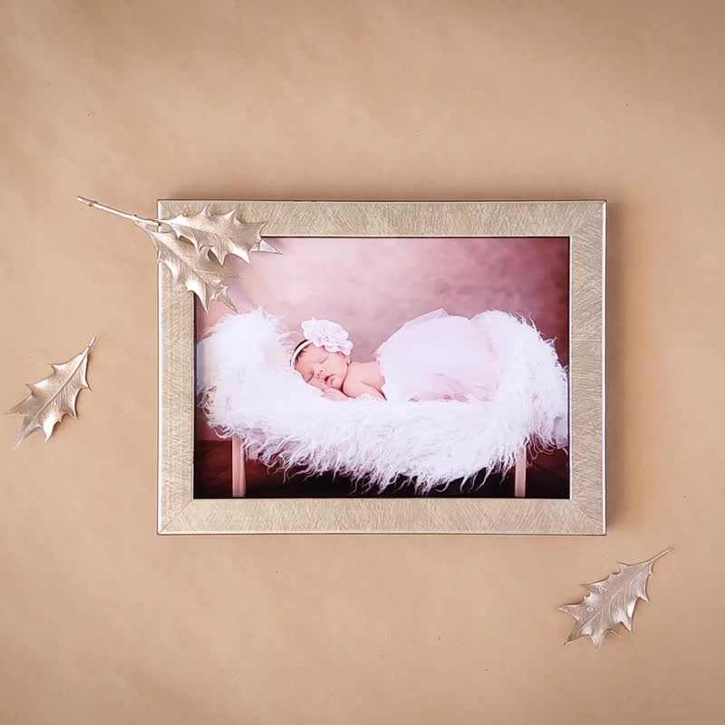 =Vol. Discount=5x7 Wood Picture Frame, Duo-Tone Champagne Gold & Black - กรอบรูป - ไม้ สีเงิน