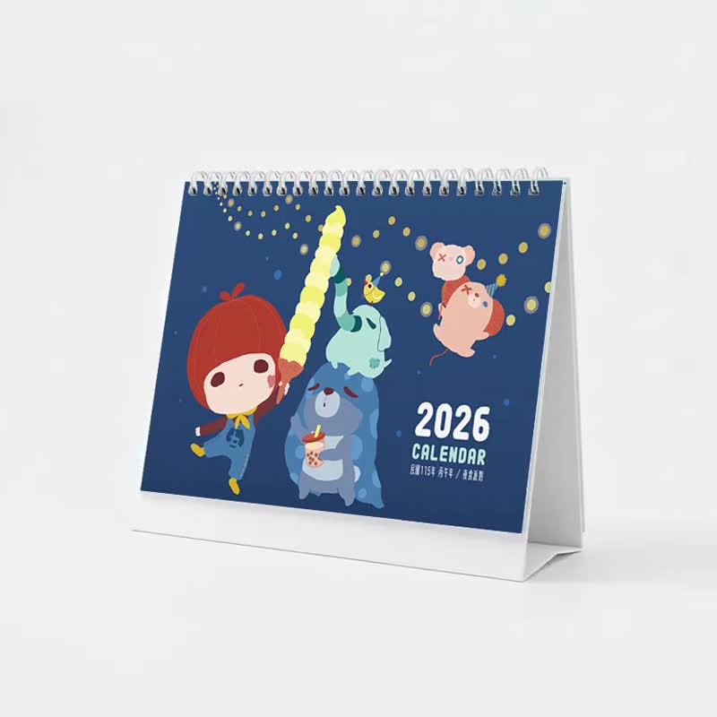 2026插畫桌曆/三角桌曆/五個翅膀/夜食派對/B6橫式 - 日曆/月曆/年曆 - 紙 多色