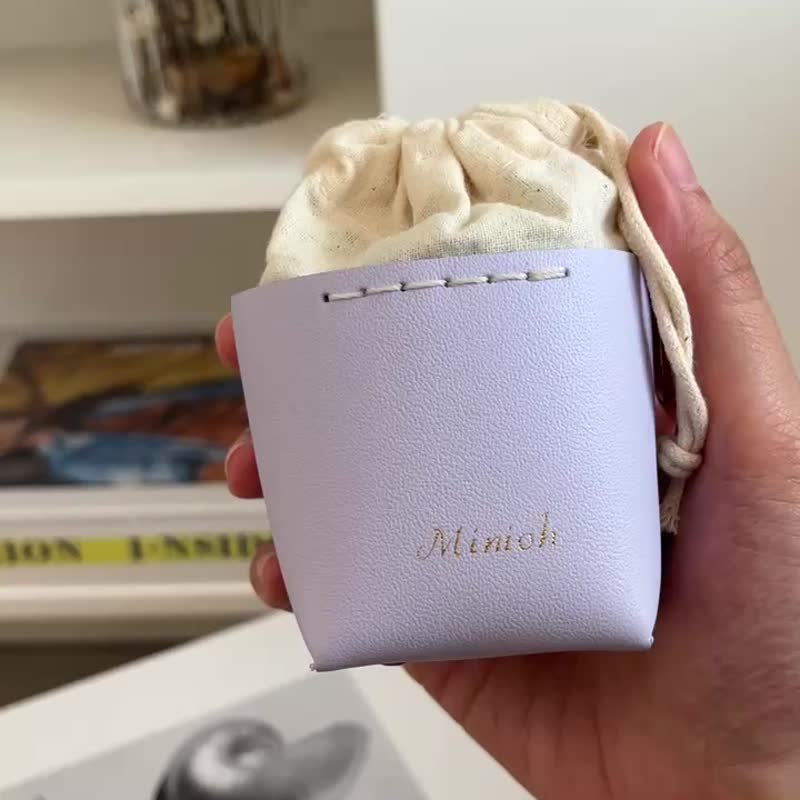 ::福利品出清:: 迷你水桶包XS號真皮零錢包－淡紫色 - 束口袋/束口背包/水桶包 - 真皮 紫色