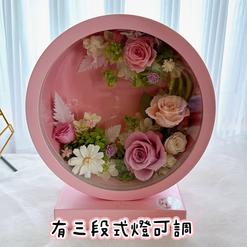 樺坊/客製化禮物/花好月圓usb充電檯燈/永生花觸控式檯燈/夜燈 - 乾燥花/永生花 - 植物．花 
