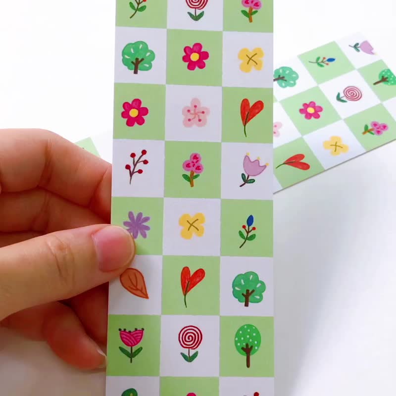 Nature G&W patchwork bookmark - rounded corners with light green tassel - Bookmarks - Paper Green