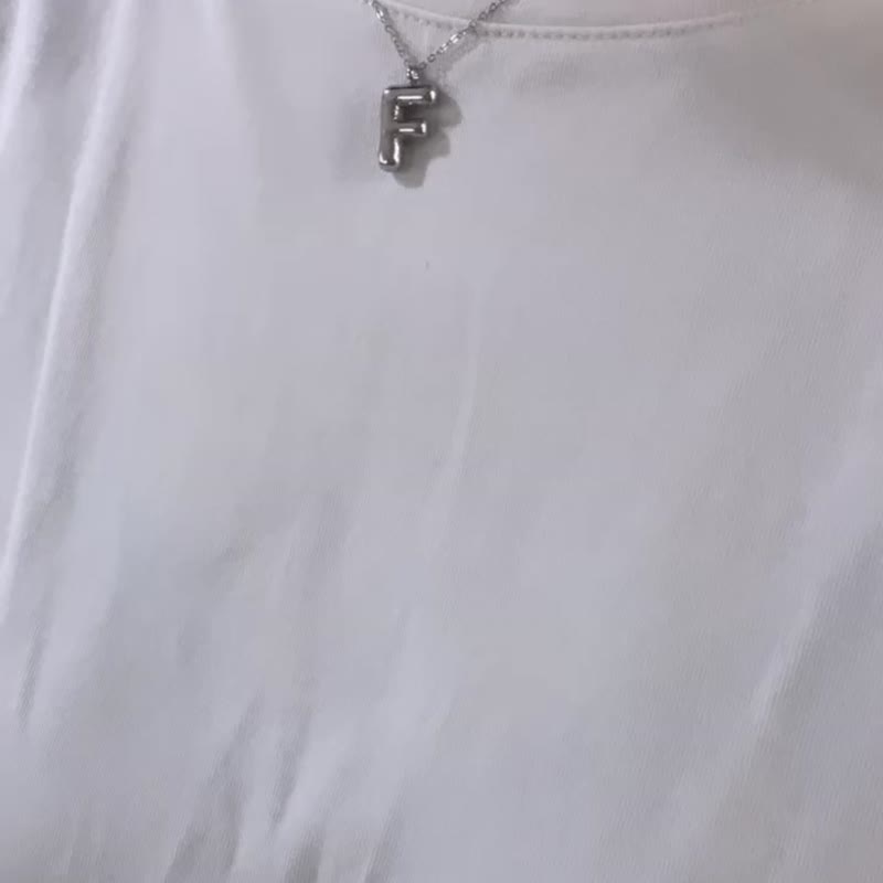 【禮物】胖胖的字母・純銀項鍊厚鍍18K金 - 項鍊 - 純銀 金色