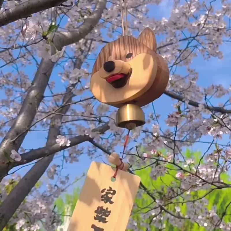 Daji Creates Shiba Inu Doorbell - Black Chai Wood Original Design Wang Daji Handmade Pre-sale for 30 Days - ตุ๊กตา - ไม้ 