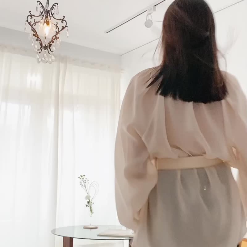 絲光紋理長上衣 - 女上衣/長袖上衣 - 聚酯纖維 金色