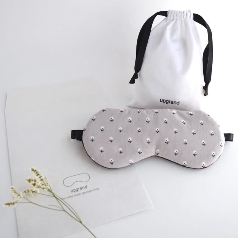 Flower pattern eye mask | Comes with storage pouch | Free gift wrapping | Birthday | Christmas - ผ้าปิดตา - เส้นใยสังเคราะห์ สีเทา