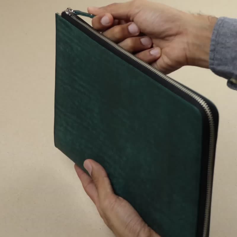 iPad L-Zip Portfolio Case Leather - 平板/電腦保護殼/保護貼 - 真皮 藍色