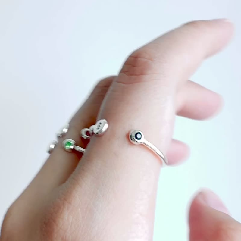 【my letter ring】Hand-made Gemstone ring - General Rings - Sterling Silver Multicolor